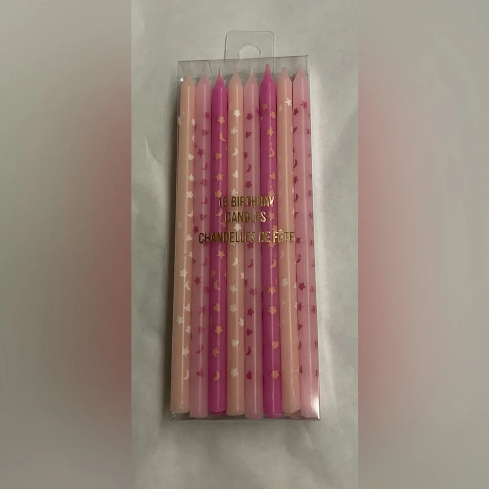 New 16 Pink Birthday Candles Stars Moon Hearts Meri Meri
